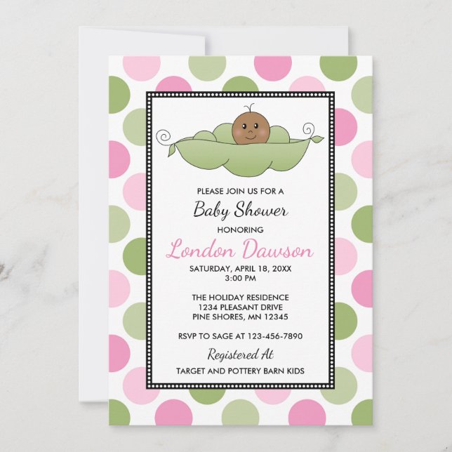 Chica Pea Pod Invitaciones a la Ducha Invitaciones (Anverso)