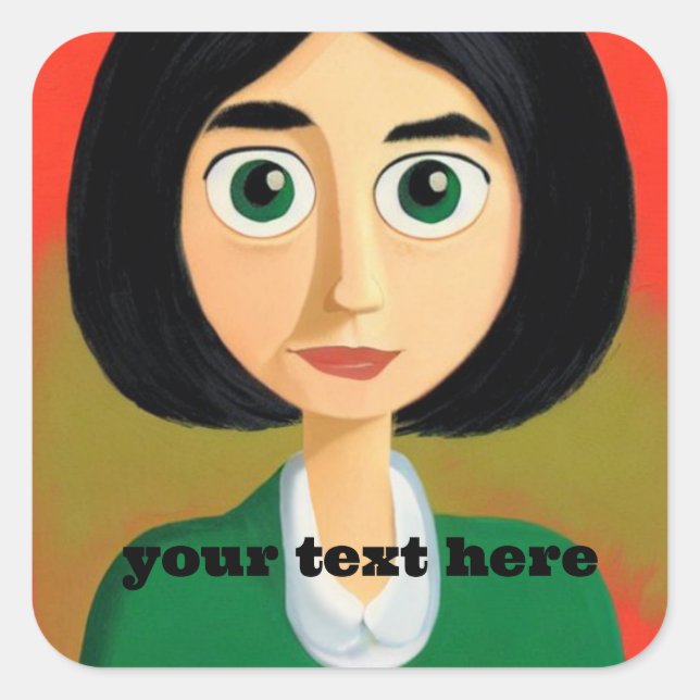 Chica Pegatina cuadrado (Anverso)