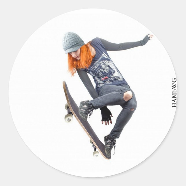 Chica Pegatina de Skateboarder HAMbyWG (Anverso)