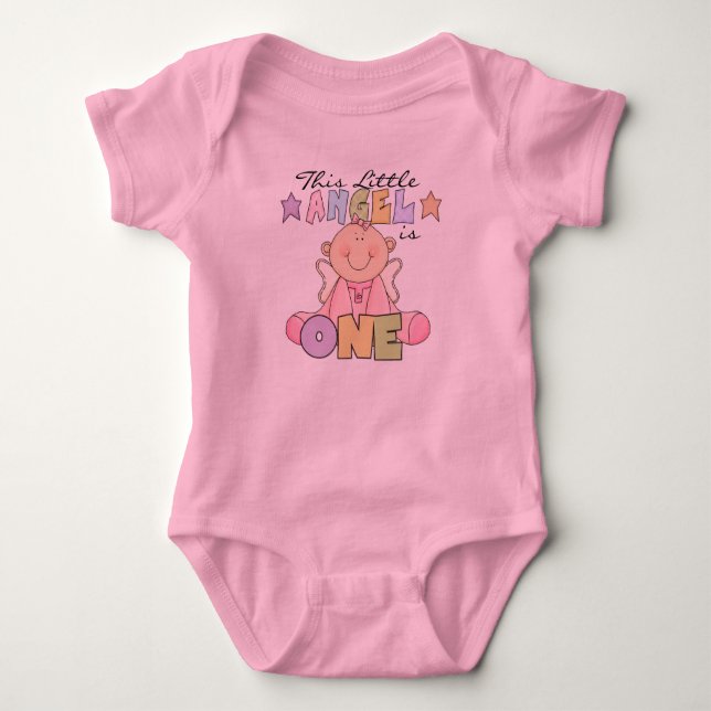 Chica Pequeño Ángel Primer Camisetas de Cumpleaños (Anverso)
