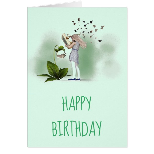 chica  personalizado amante libro libera cumpleaño (Frente)