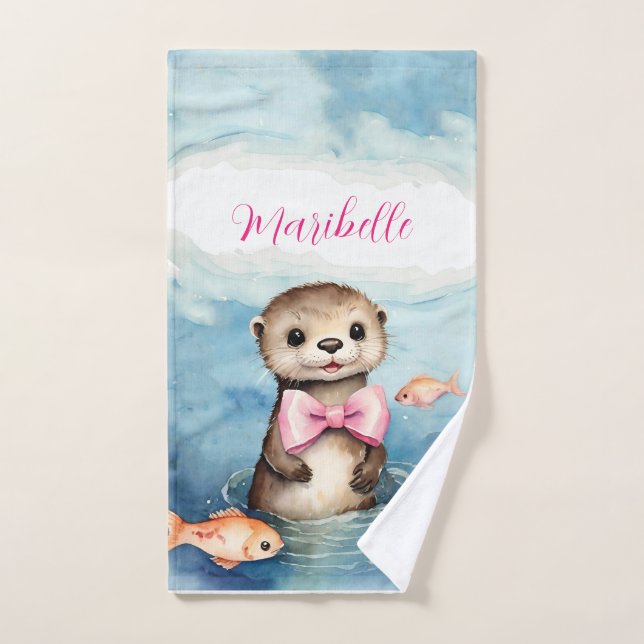 Chica personalizado de Otter (Toalla de mano)