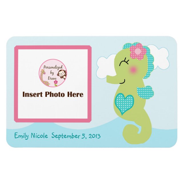 Chica personalizado: imán fotográfico de caballito (Horizontal)