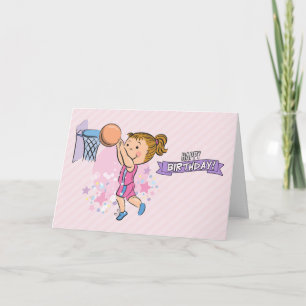 Chica Personalizado jugando básquetbol con tarjeta