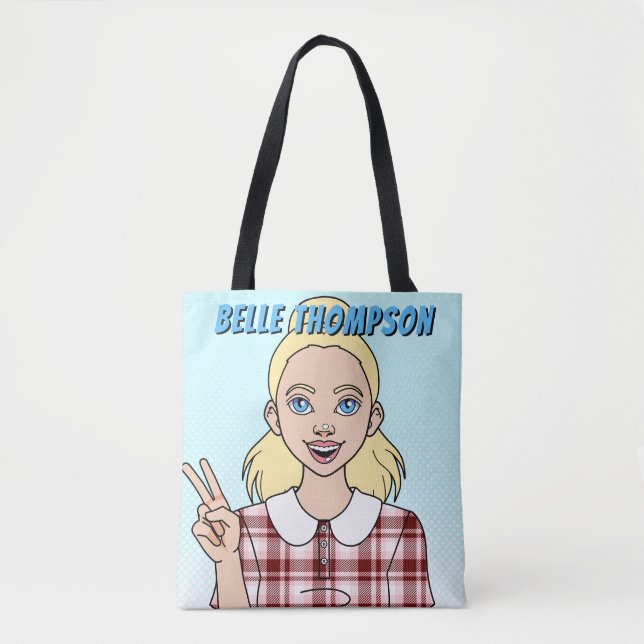 Chica Personalizado lindo enfrenta bolsa de biblio (Anverso)