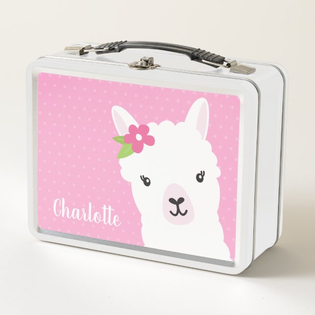 Chica personalizado rosa floral de la alpaca de la (Anverso)