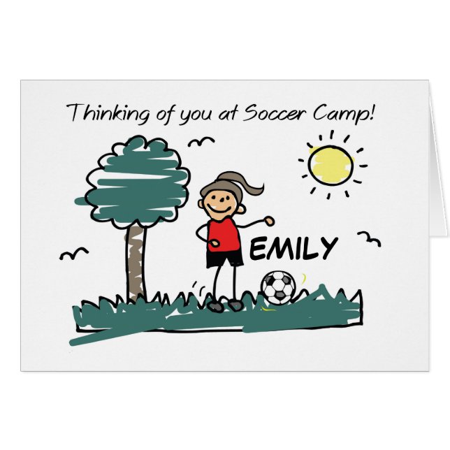 Chica Personalizar nombre Soccer Camp Stick Figura (Anverso (Horizontal))
