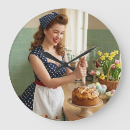 Chica Pin-Up de Pascua Reloj de Pared para Cocina