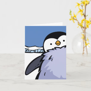 Chica pingüino cierra tarjeta de saludo
