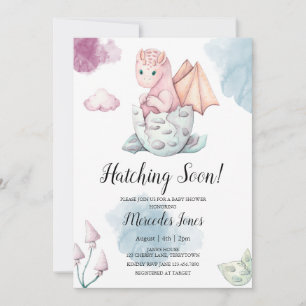 Chica Pink Hatching Dragon Invitación pronto