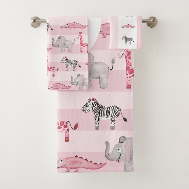 Chica Pink Safari Animal Pattern & Name Kids (In situ)