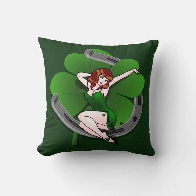 Chica Pinup Almohada Almohada de la Suerte Decorac (Anverso)