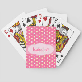 Chica polka dot con nombre de cartas de juego