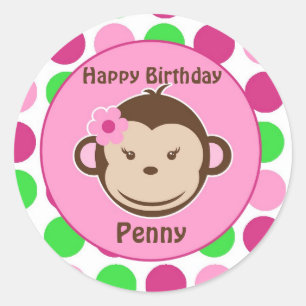 Chica Polka Dot Monkey Pegatinas