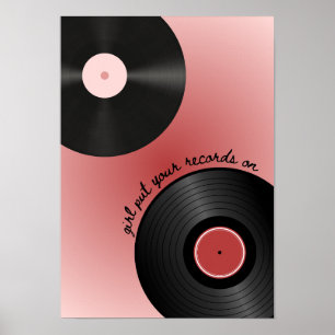 "Chica, pon tu disco" Póster de vinilo de música