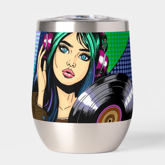 Chica Pop Art con disco (Frente)