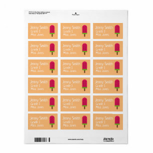 Chica popsicle nombre etiquetas de libros escolare