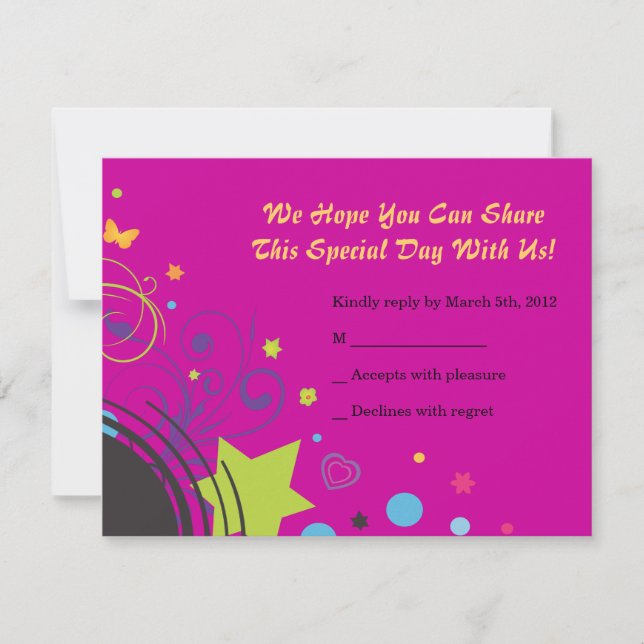 Chica Power Bright Bat Mitzvah Invitación Fiesta (Anverso)