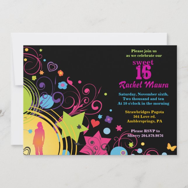 Chica Power Bright Sweet 16 Invitación (Anverso)