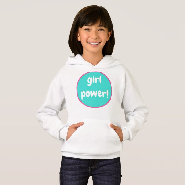Chica Power on Verde azulada Hoodie Sweatshirt (Anverso completo)