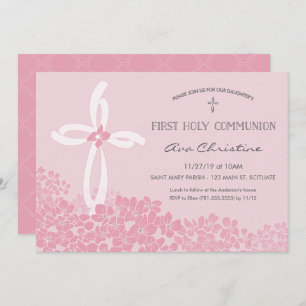 Chica Primer Invitación a la Santa Comunión con Cr