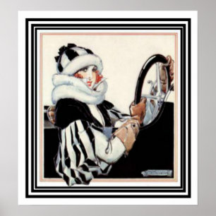 Chica que conduce el coche - impresión 20 x 22 del