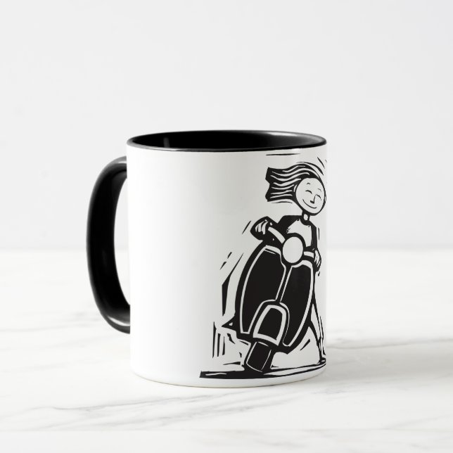 Chica que monta una taza de la vespa (Anverso izquierdo)
