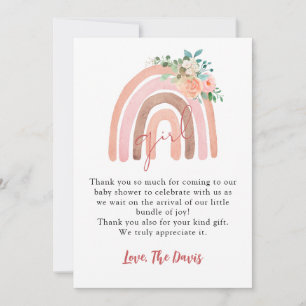 Chica Rainbow Baby, Boho Baby Shower Tarjeta de ag