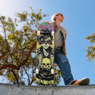 Chica Rebelde de punk-Rock - Arte en Skateboard