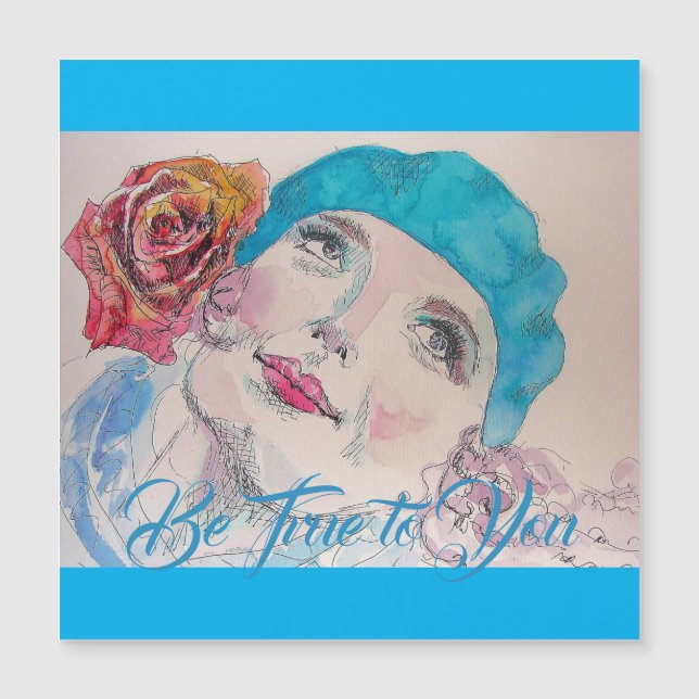 Chica Red Rose Beret Sea Fiel A Su Tarjeta Magnéti (Anverso)