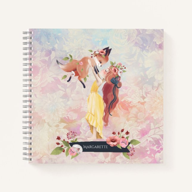 Chica Redhead y Ilustracion Fox de bebé diario (Anverso)