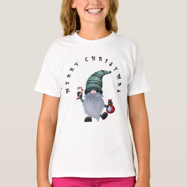 CHICA REGULAR MERRY CHRISTMAS MEDIA MANGA Camiseta (Anverso)