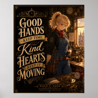 Chica relojera steampunk Póster de cita inspirador