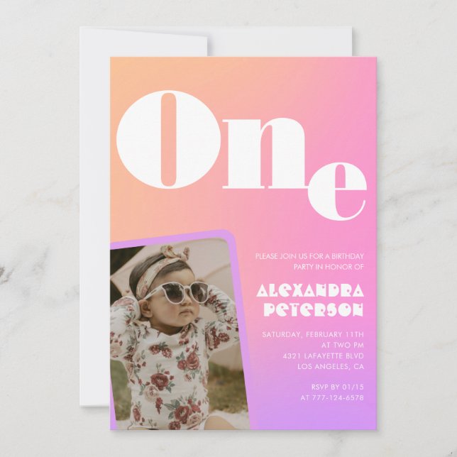 Chica Retro de invitaciones de cumpleaños de color (Anverso)