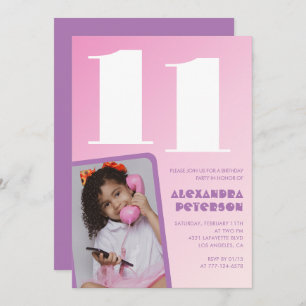 Chica Retro de invitaciones para el 11º cumpleaños