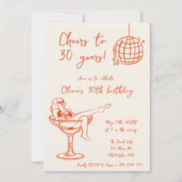 Chica retro en la invitación a la fiesta de cumple