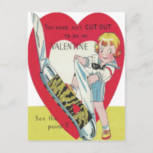 Chica retro vintage con tarjeta de San Valentín Kn