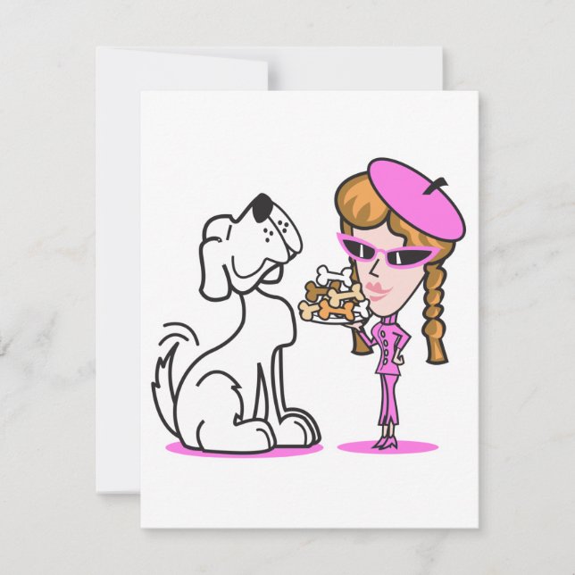 chica retro y perro mascota (Anverso)