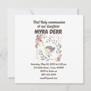 Chica rezando a jesus cruzando la primera comunión