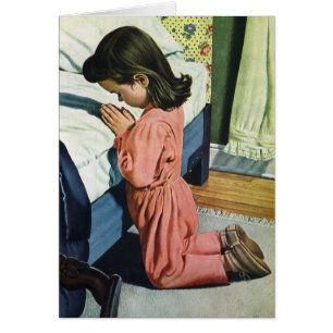 Chica rezando en la cama, la oración del Señor