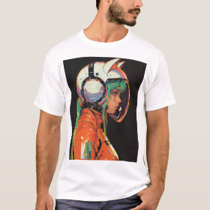 Chica Robot Adorable con camiseta de pelo verde