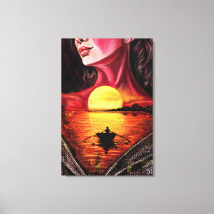 Chica Romántico Sunset Canvas Imprimir - Arte de