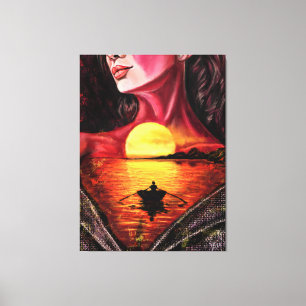 Chica Romántico Sunset Canvas Imprimir - Arte de