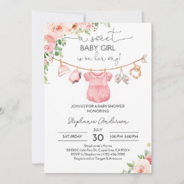 Chica Ropa de bebé Ducha de bebé Invitación Un dul