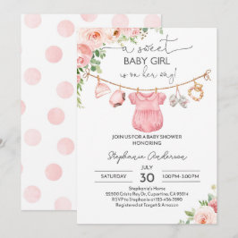 Chica Ropa de bebé Ducha de bebé Invitación Un dul