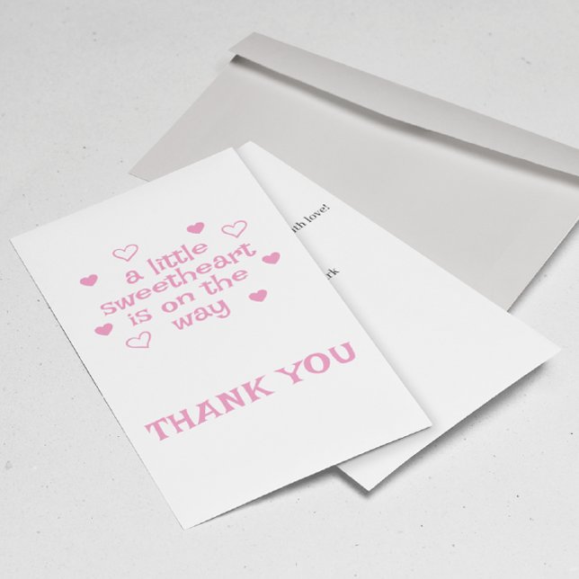 Chica rosa Baby Shower Gracias Tarjeta plana (Subido por el creador)