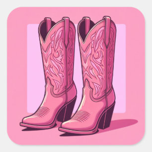 Chica rosa bota a Pegatinas occidentales de moda