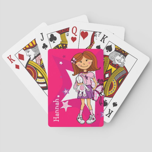 Chica rosa brillante con nombre juego de cartas de (Reverso)