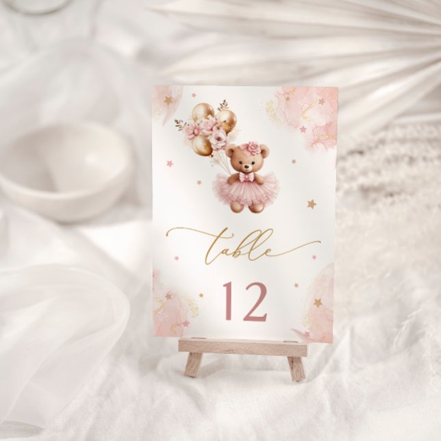 Chica rosa Cute Teddy Bear Baby Shower (Subido por el creador)