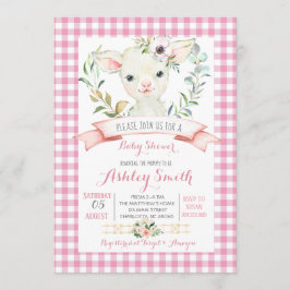 chica rosa de la invitación a la ducha de bebé de 